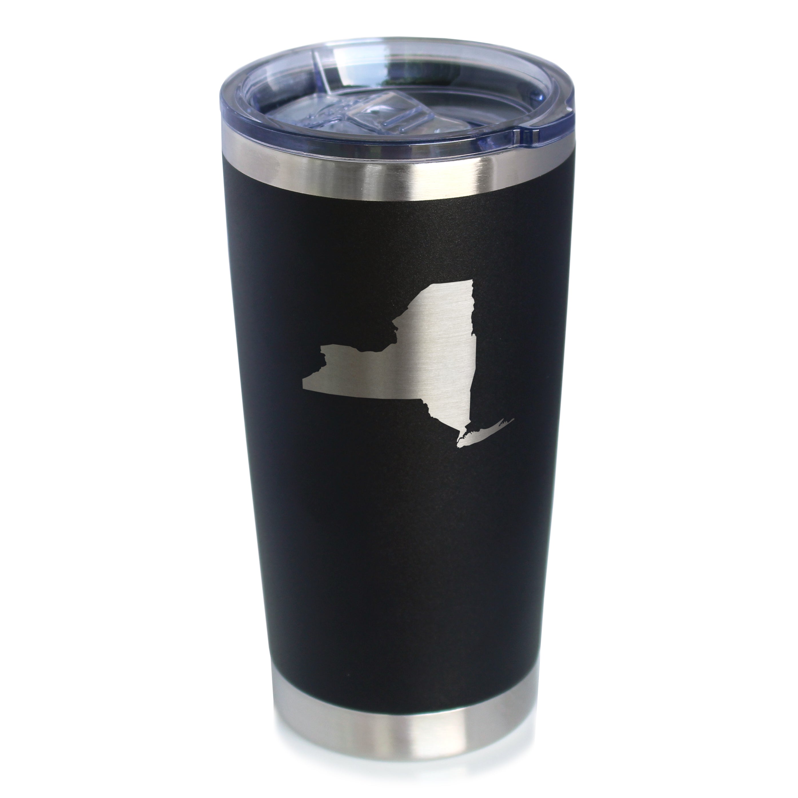 New York State Outline - Insulated Coffee Tumbler Cup with Sliding Lid - Stainless Steel Travel Mug - New York Gifts Women and Men New Yorkers