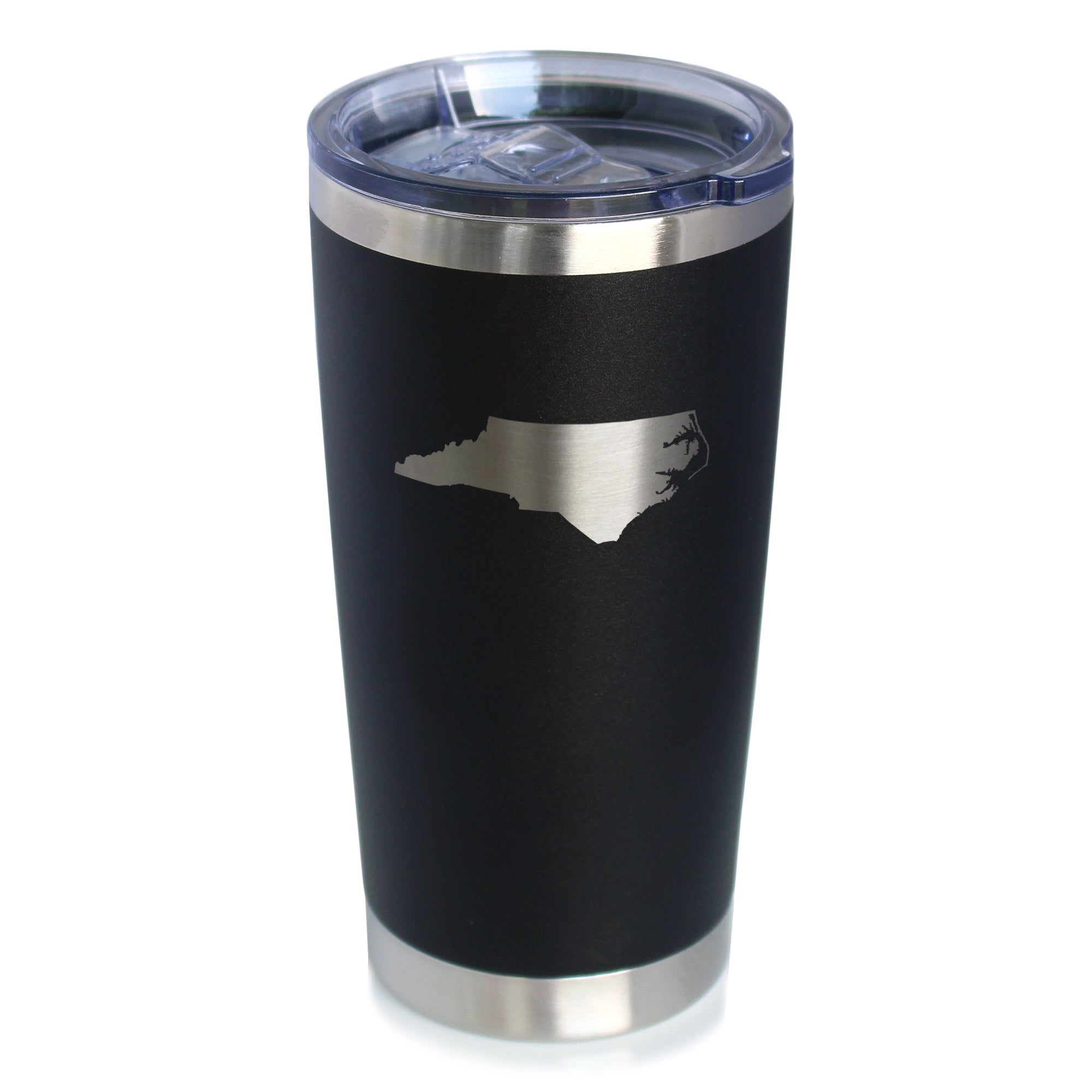 North Carolina State Outline - Insulated Coffee Tumbler Cup with Sliding Lid - Stainless Steel Travel Mug - North Carolina Gifts for Women and Men