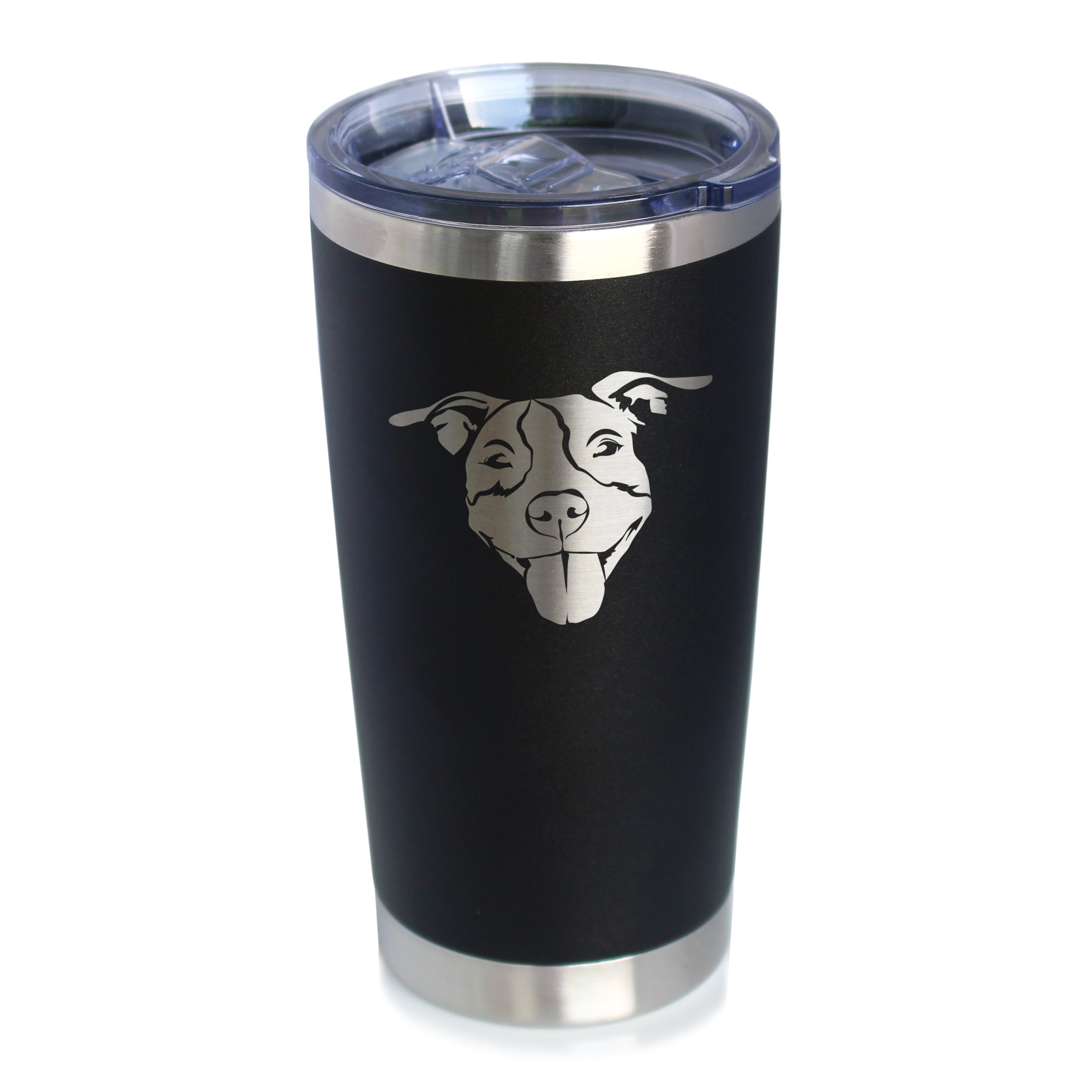 Happy Pitbull - Insulated Coffee Tumbler Cup with Sliding Lid - Stainless Steel Insulated Mug - Cute Pitbull Themed Dog Gifts and Party Decor for Women and Men