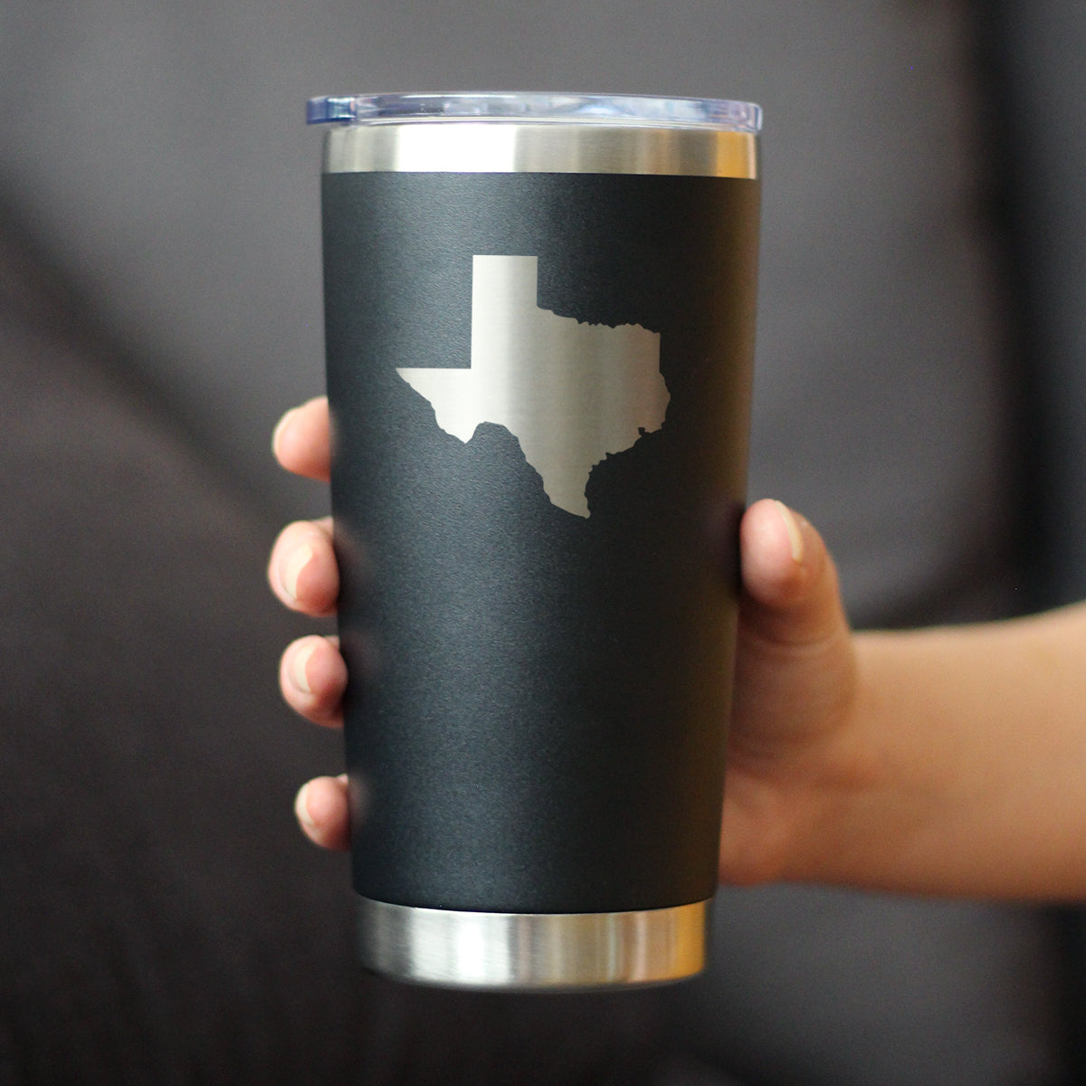 Texas State Outline - Insulated Coffee Tumbler Cup with Sliding Lid - Stainless Steel Insulated Mug - State Themed Decor and Gifts for Texan Women & Men