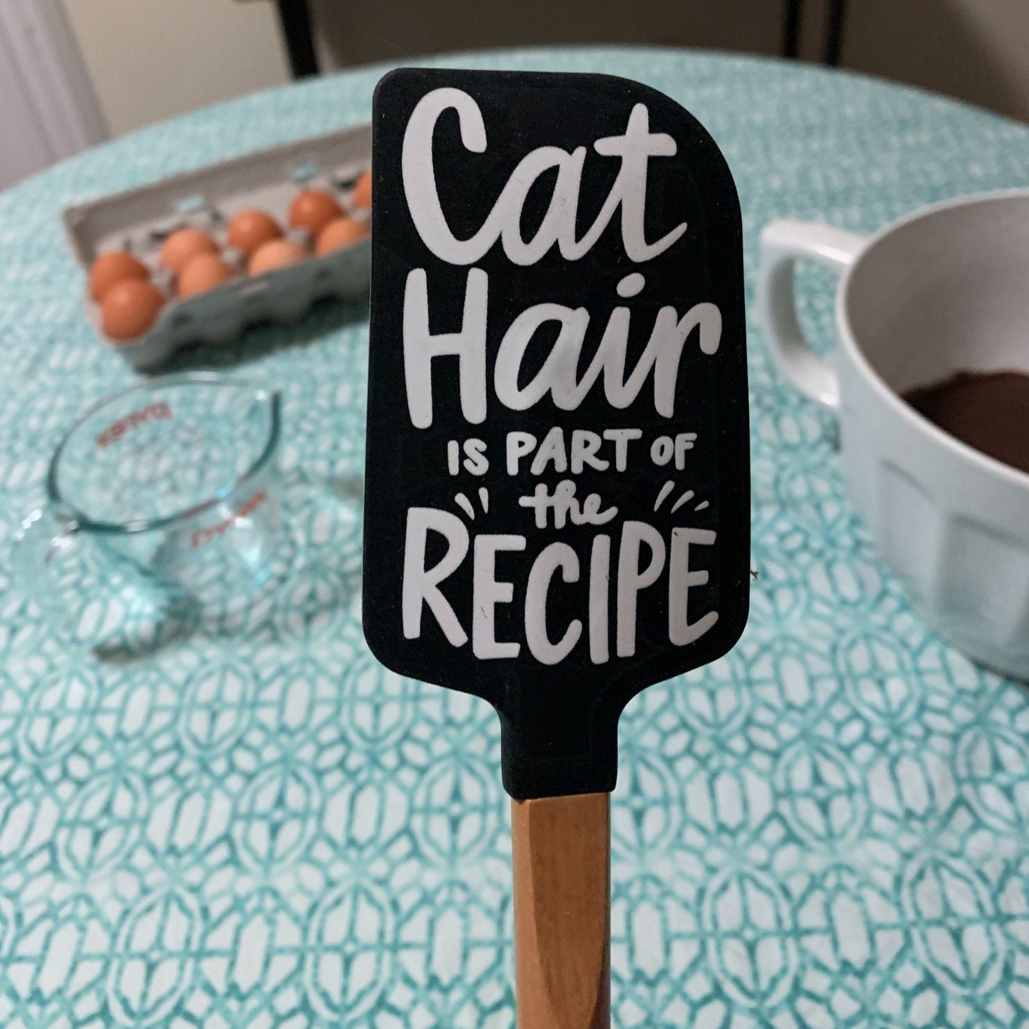 Cat Hair Is Part of The Recipe Spatula With A Wooden Handle