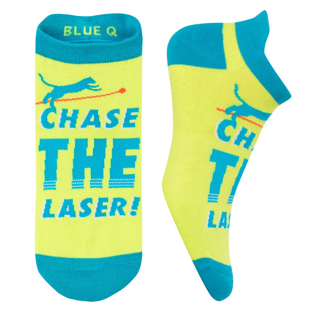 Chase The Laser Cat Men's or Unisex Sneaker Socks [2 Size Options] | BlueQ at GetBullish