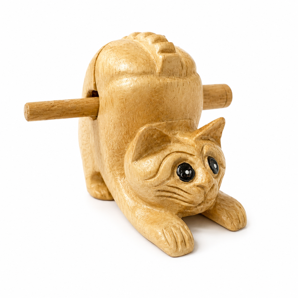 3" Wooden Cat Percussion Whistle Instrument