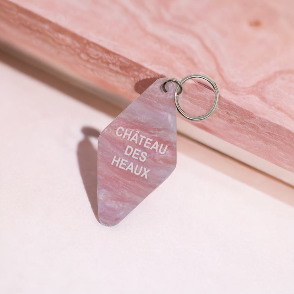 Chateau Des Heaux Motel Style Keychain in Crystal Pink