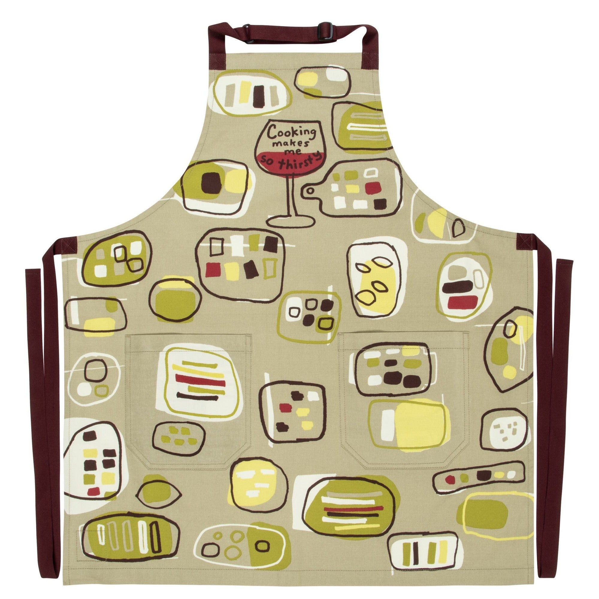 Cooking Makes Me So Thirsty Funny Cooking and BBQ Apron Unisex 2 Pockets Adjustable Strap 100%  | BlueQ at GetBullish