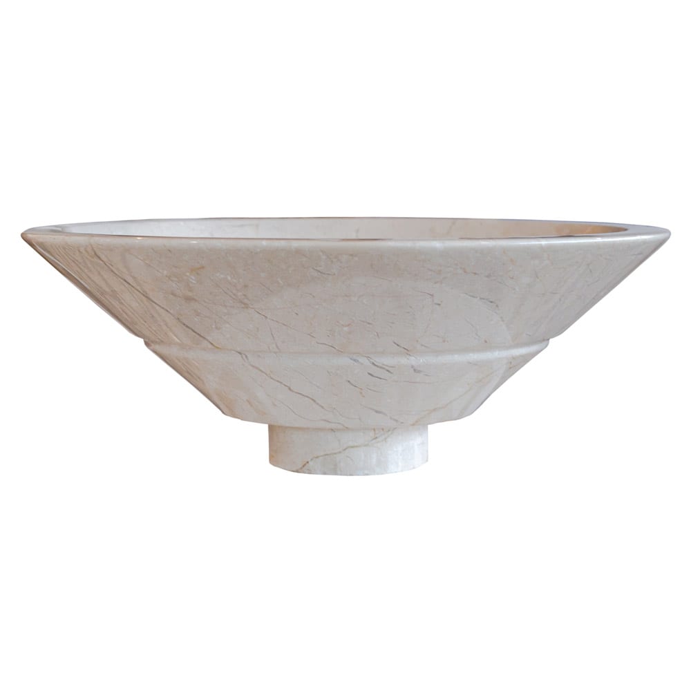 Crema Marfil Marble Natural Stone V-Shape Tapered Above Vanity Bathroom Sink High-Gloss Polished