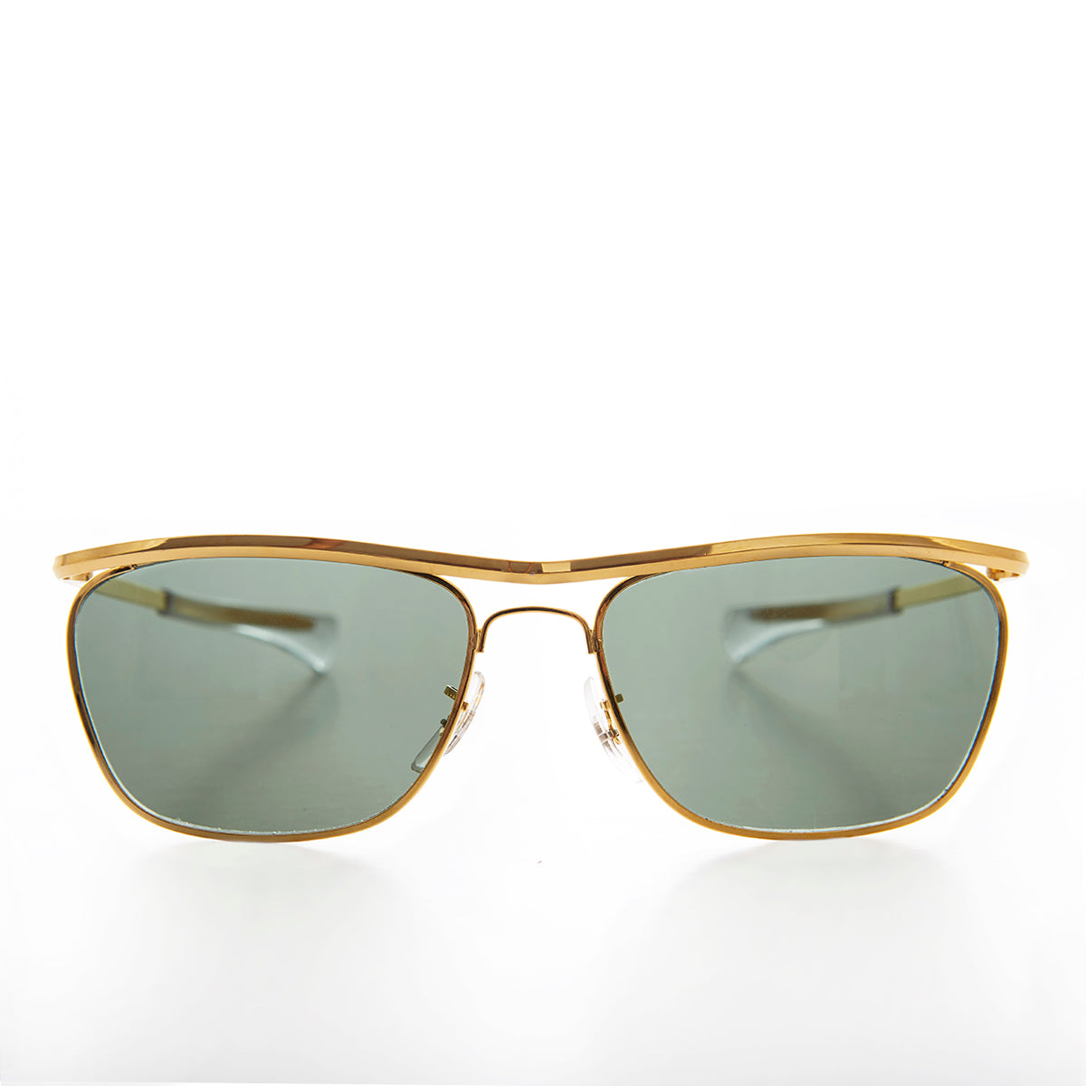 Gold 80s Biker Sunglass Glass Lens - Darian