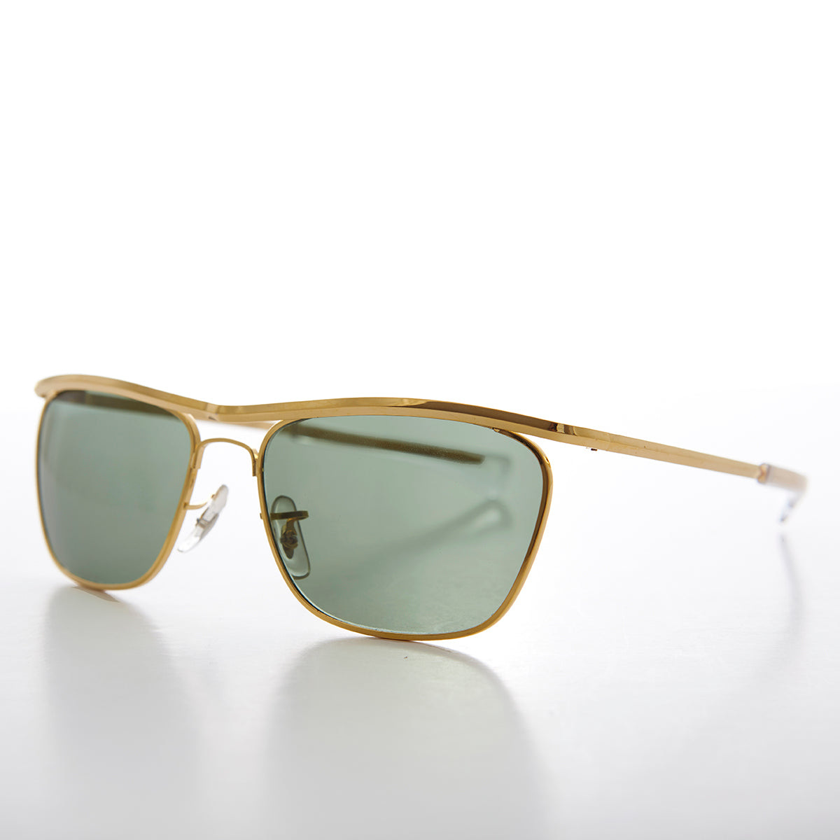 Gold 80s Biker Sunglass Glass Lens - Darian