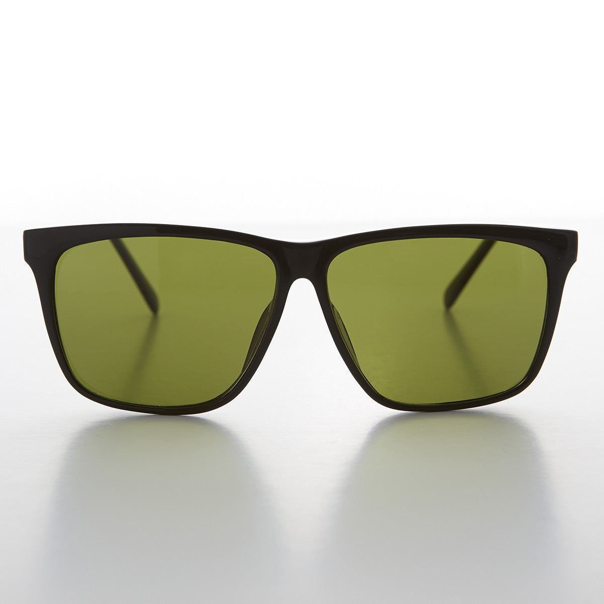 Large Square Vintage Sunglass with Olive Green Lens - Denmark