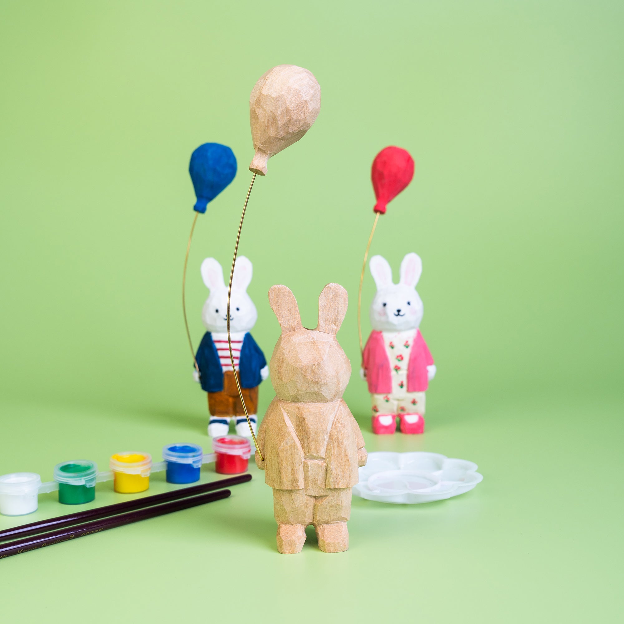 DIY Wooden Bunny Balloon Painting Kit