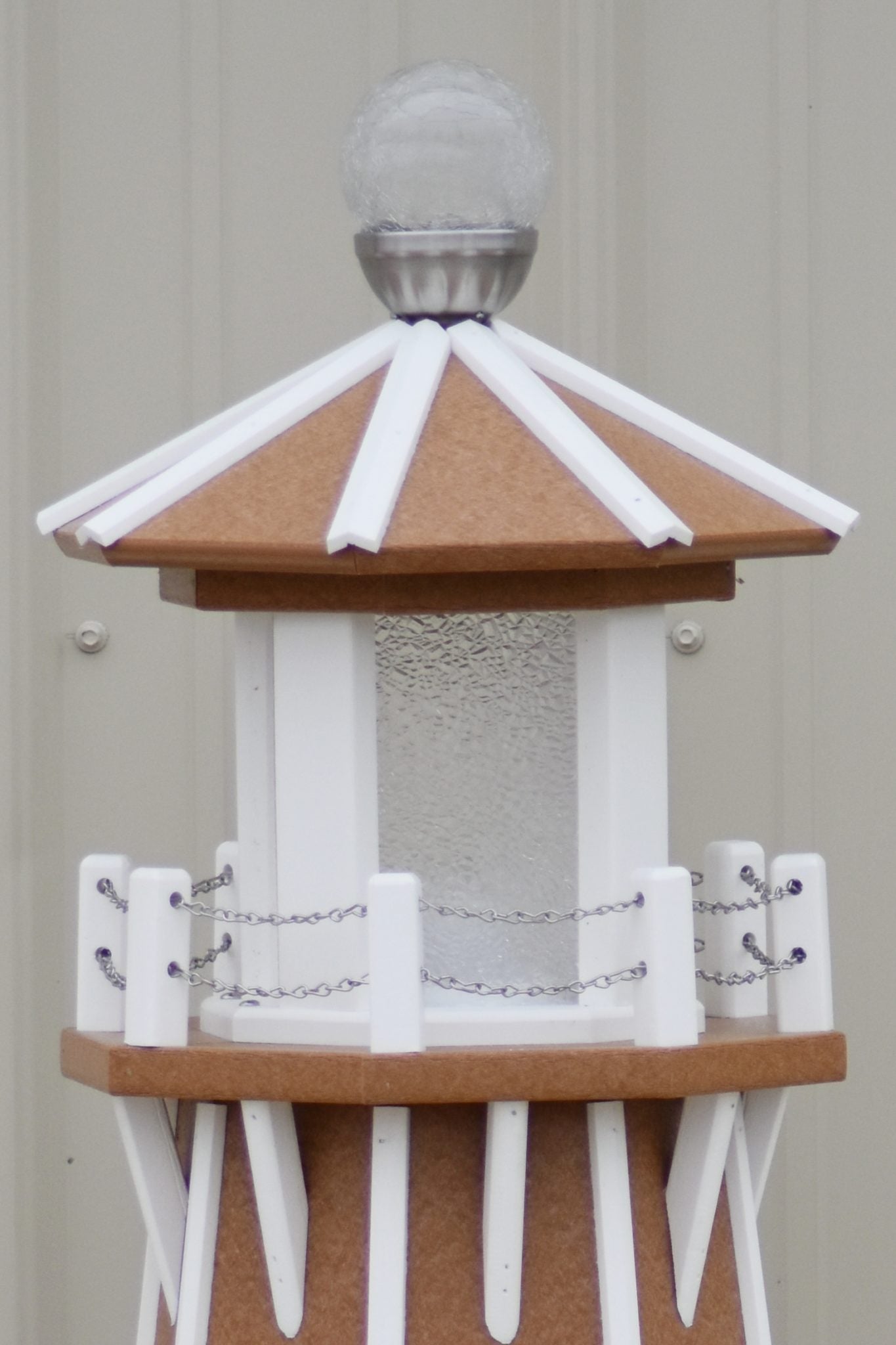 39" Octagon, Solar and Electric Powered  Poly Lawn Lighthouses, Carmel/white trim