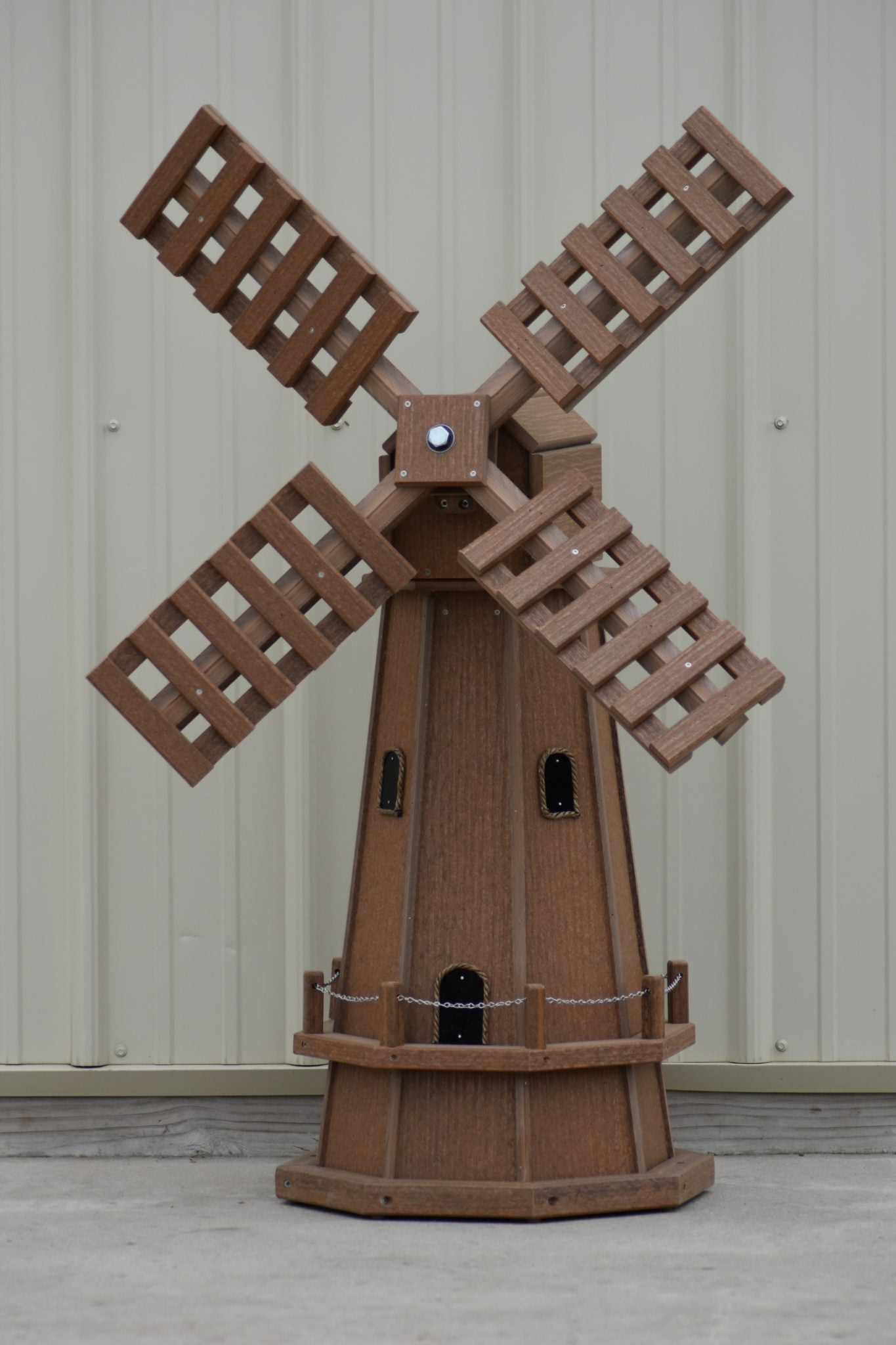 46 in. Octagon Poly Dutch Windmill, Antique Mahogany Wood Looking Windmills