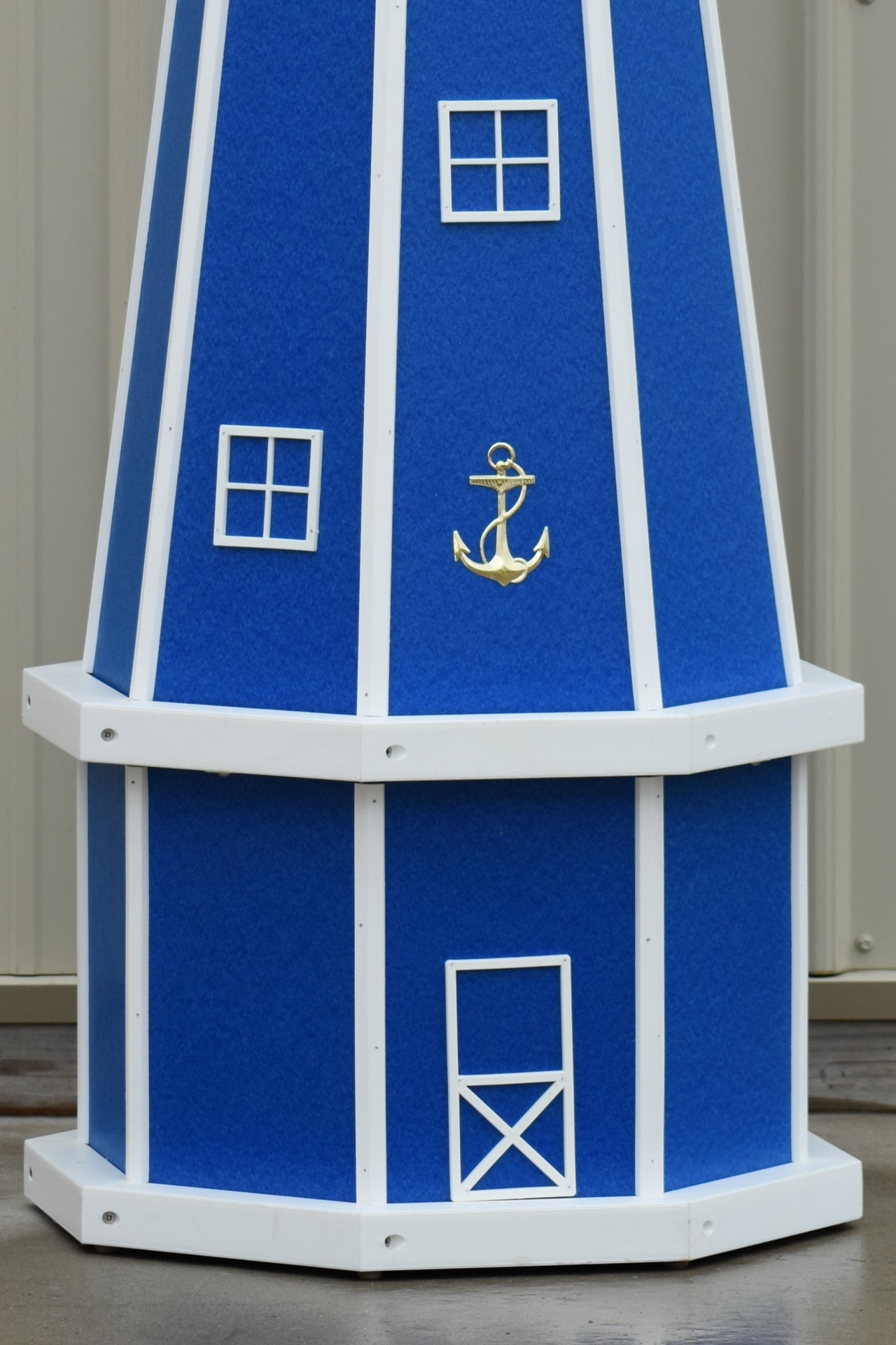 5 ft. Octagon Solar and Electric Powered Poly Lighthouses, Blue/white trim