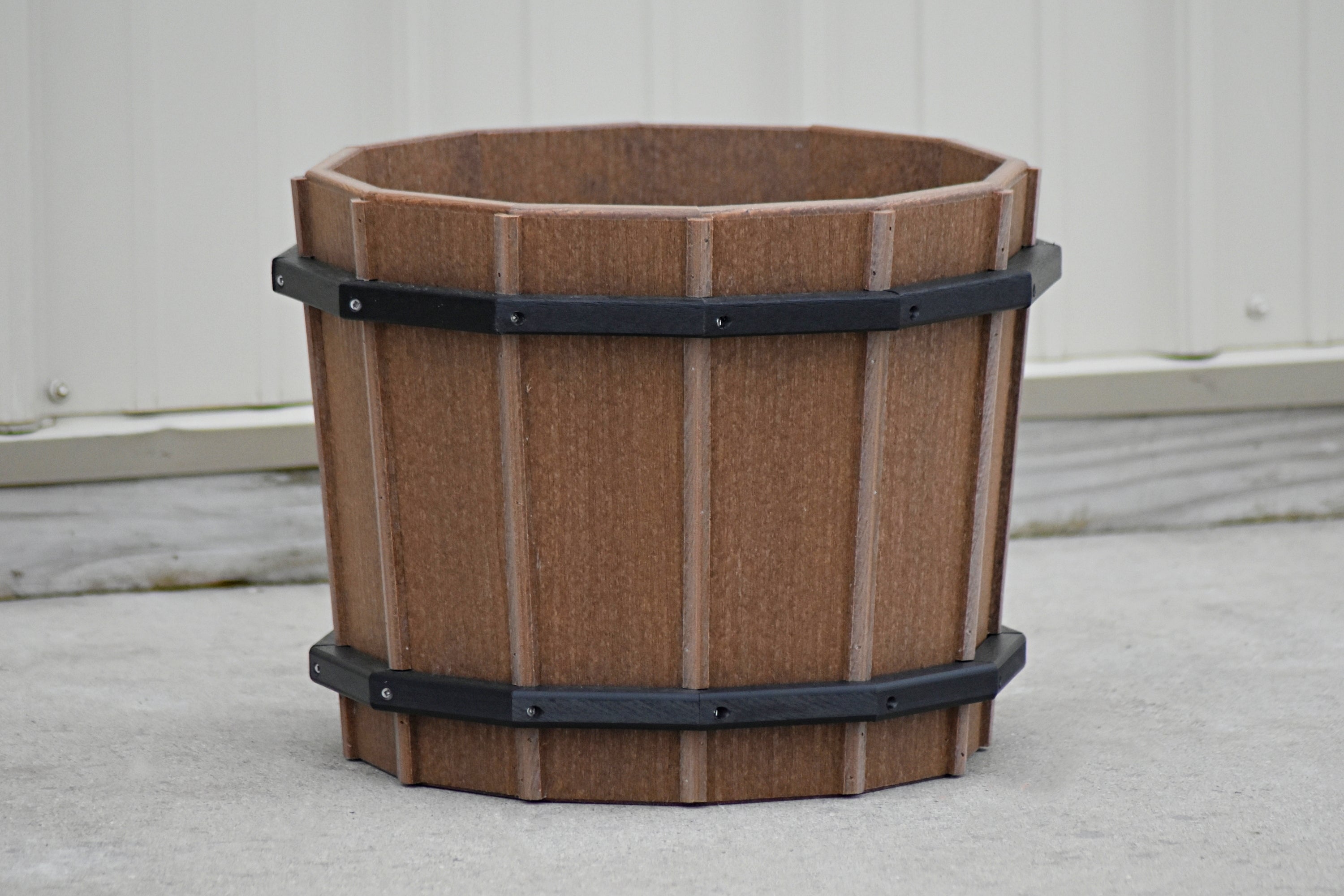 16 inch Barrel Flower Pot, Hand Crafted from Poly Lumber