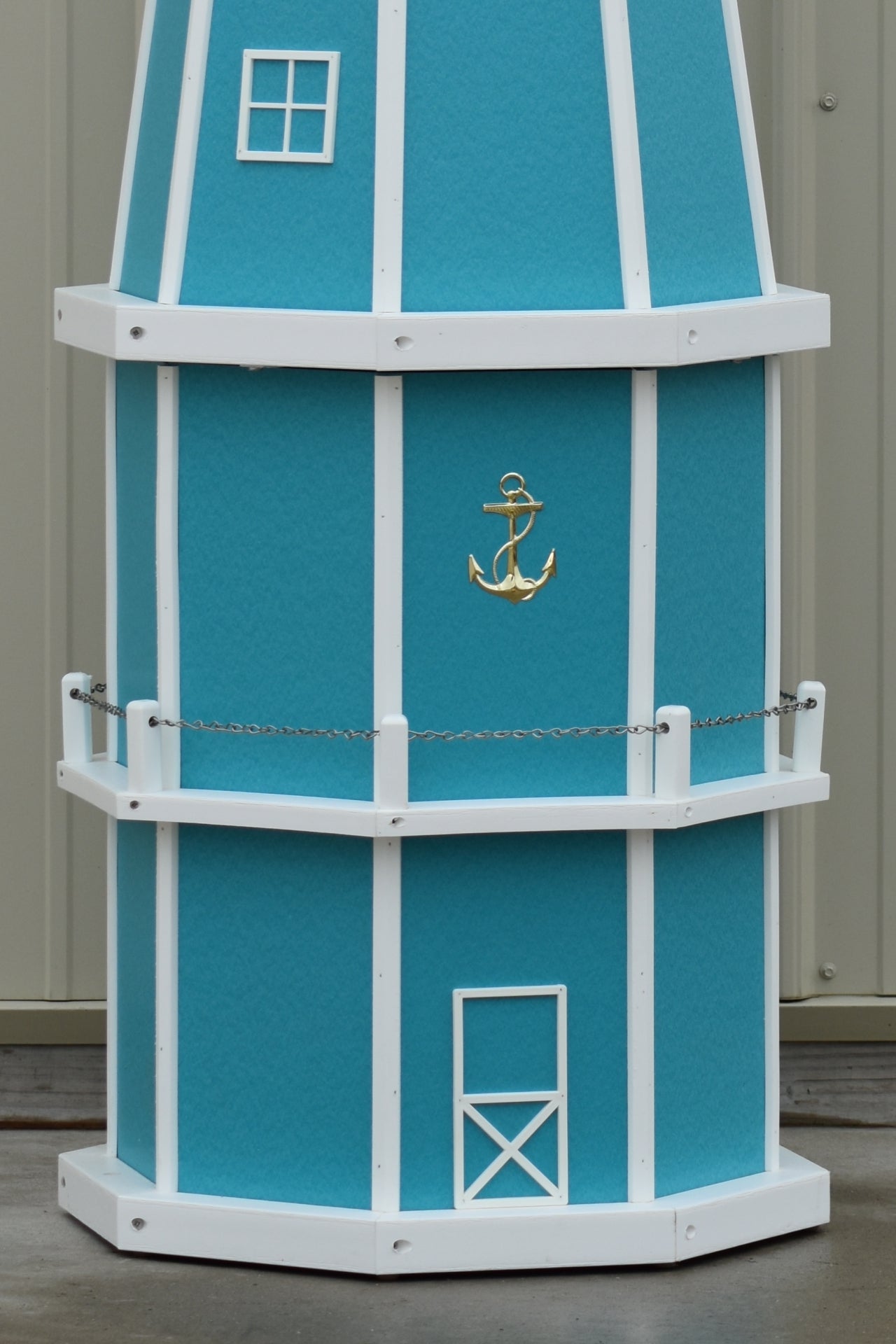 6 ft. Octagon Solar and Electric Powered Poly Lighthouse Aruba Blue with White trim