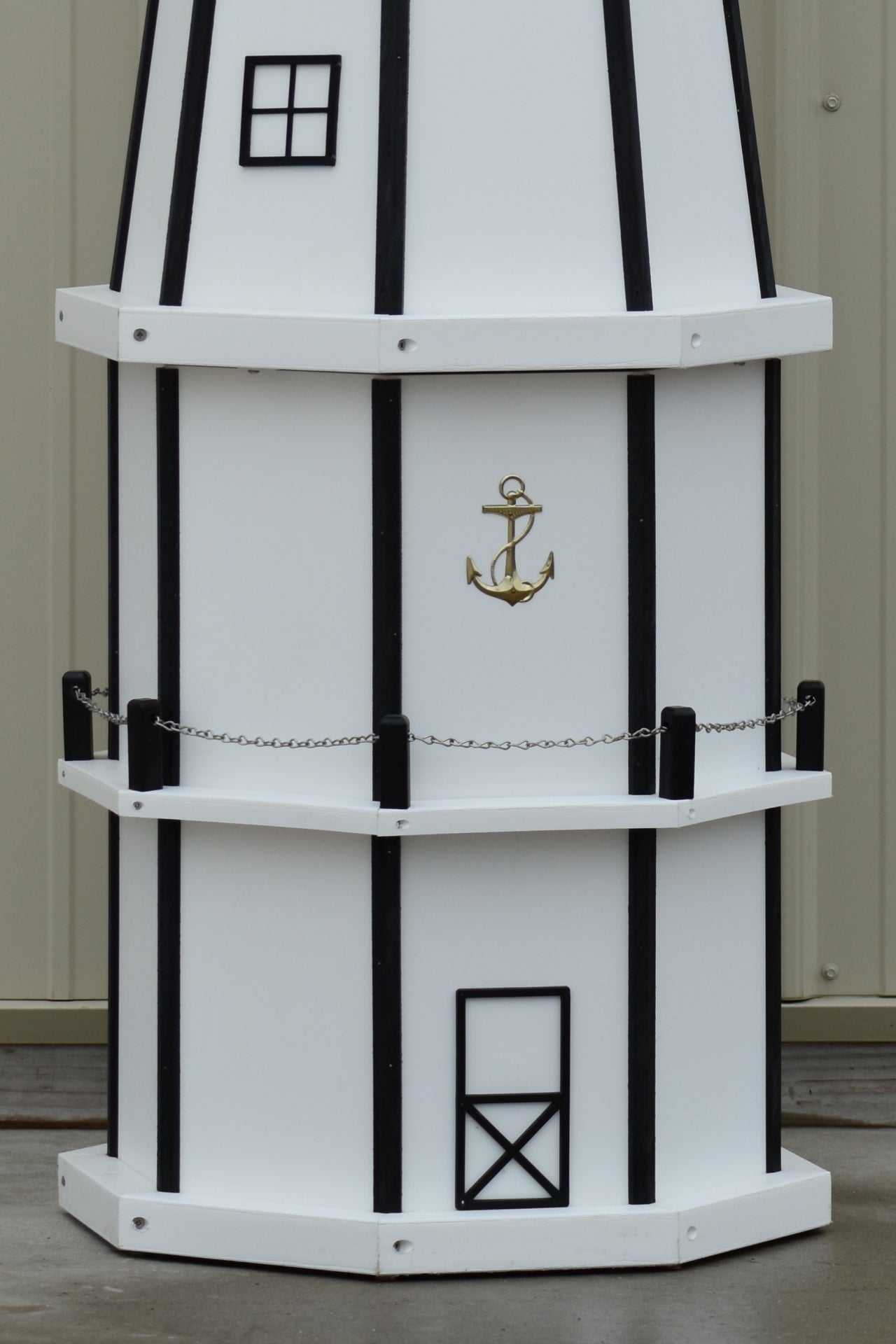 6 ft. Octagon Solar and Electric Powered Poly Lighthouse White and Black