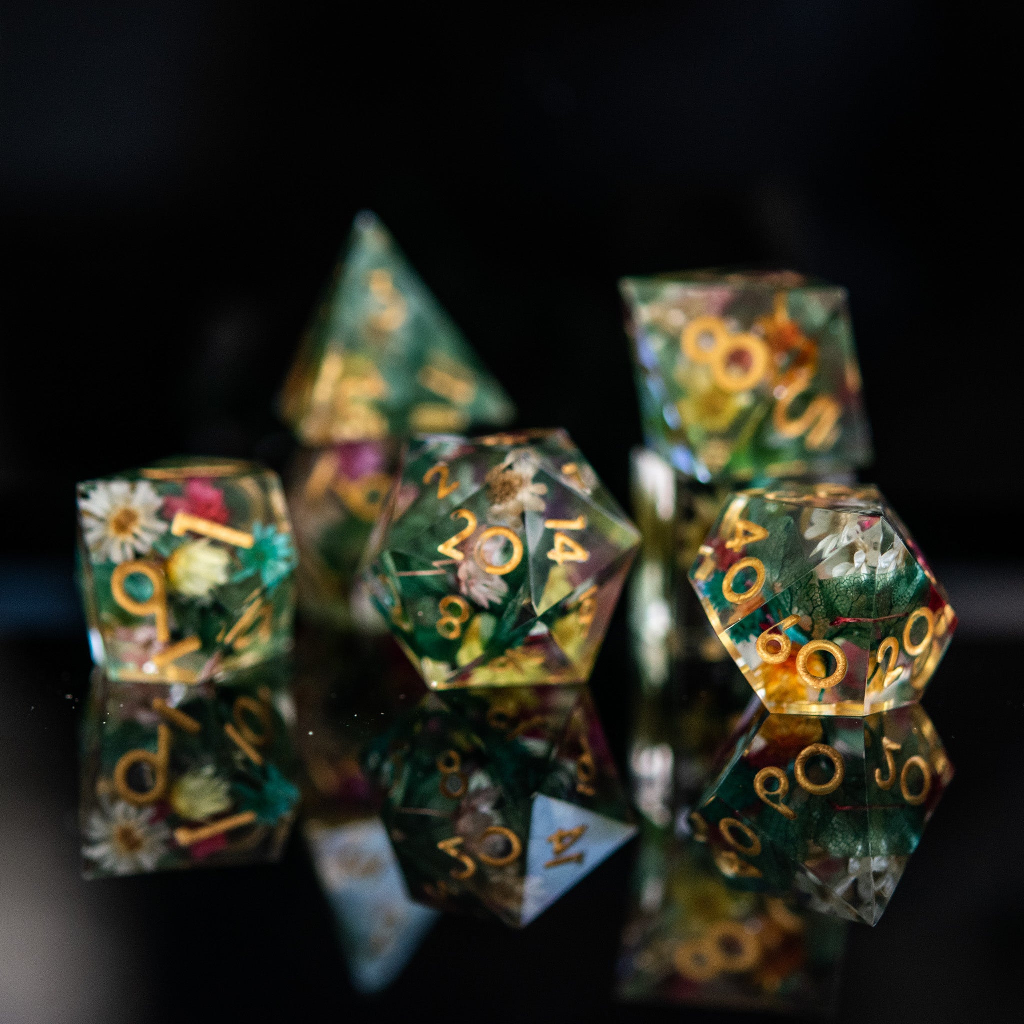 Botanical Gardens Sharp-Edged Resin Dice Set 'PRE-ORDER | SPRING EVENT DEAL'