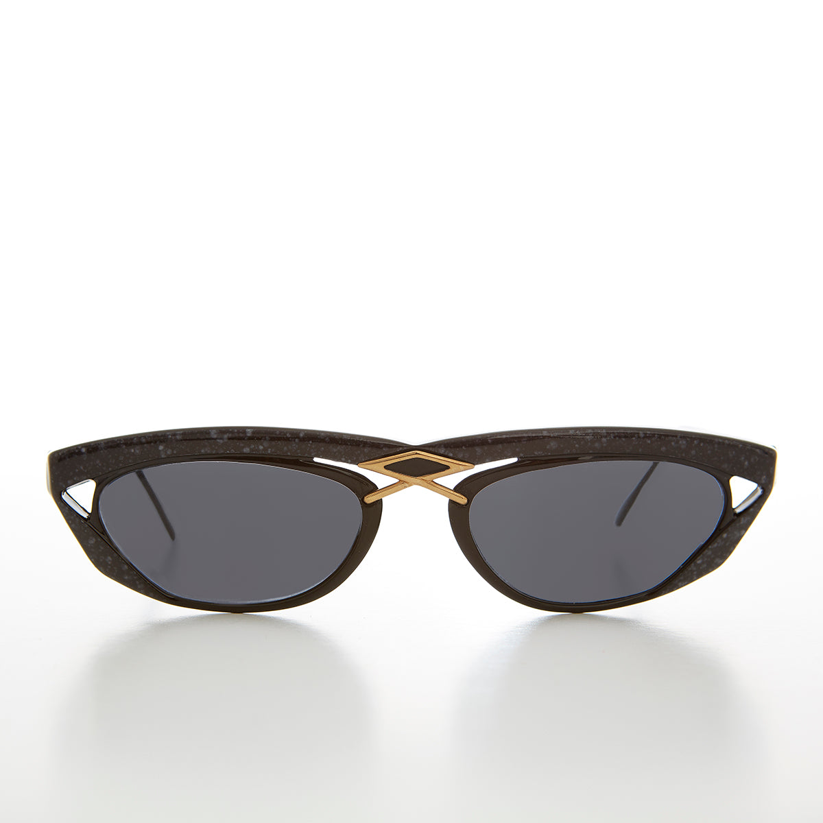 Rectangular 80s Sunglass with Gold Accents - Duran