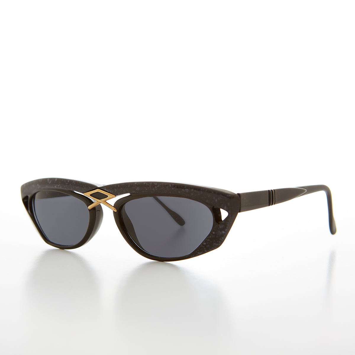 Rectangular 80s Sunglass with Gold Accents - Duran