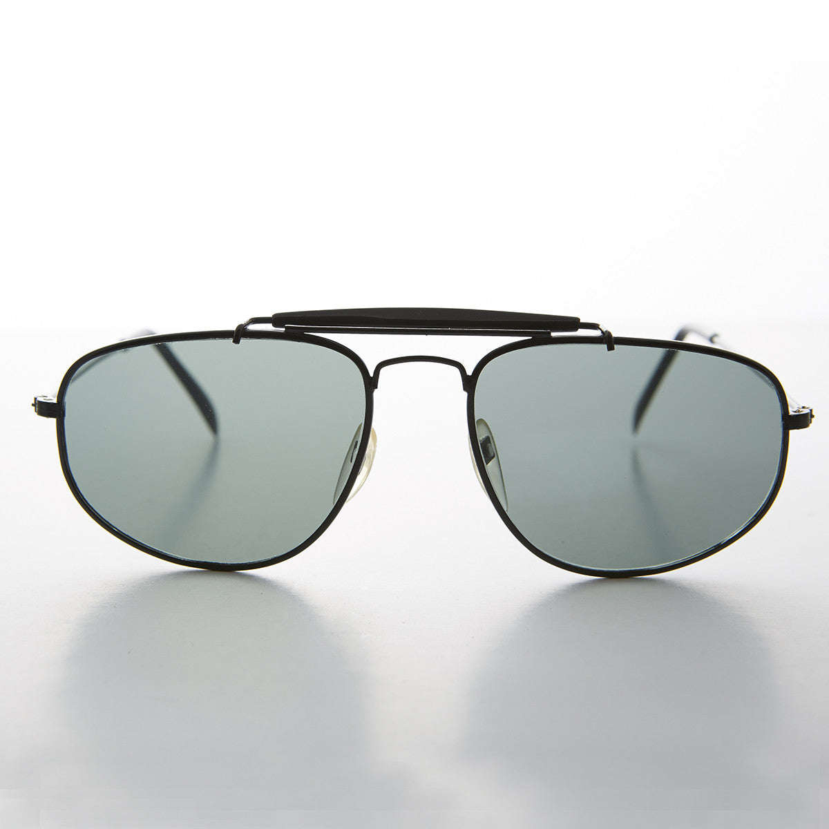 Square Aviator with Brow Bar and Glass Lens Vintage Sunglass - Dusty