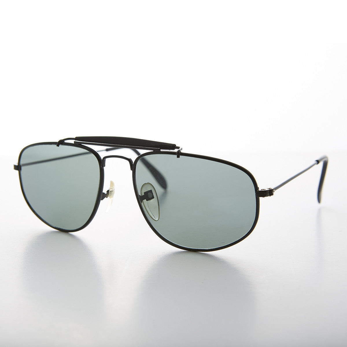 Square Aviator with Brow Bar and Glass Lens Vintage Sunglass - Dusty