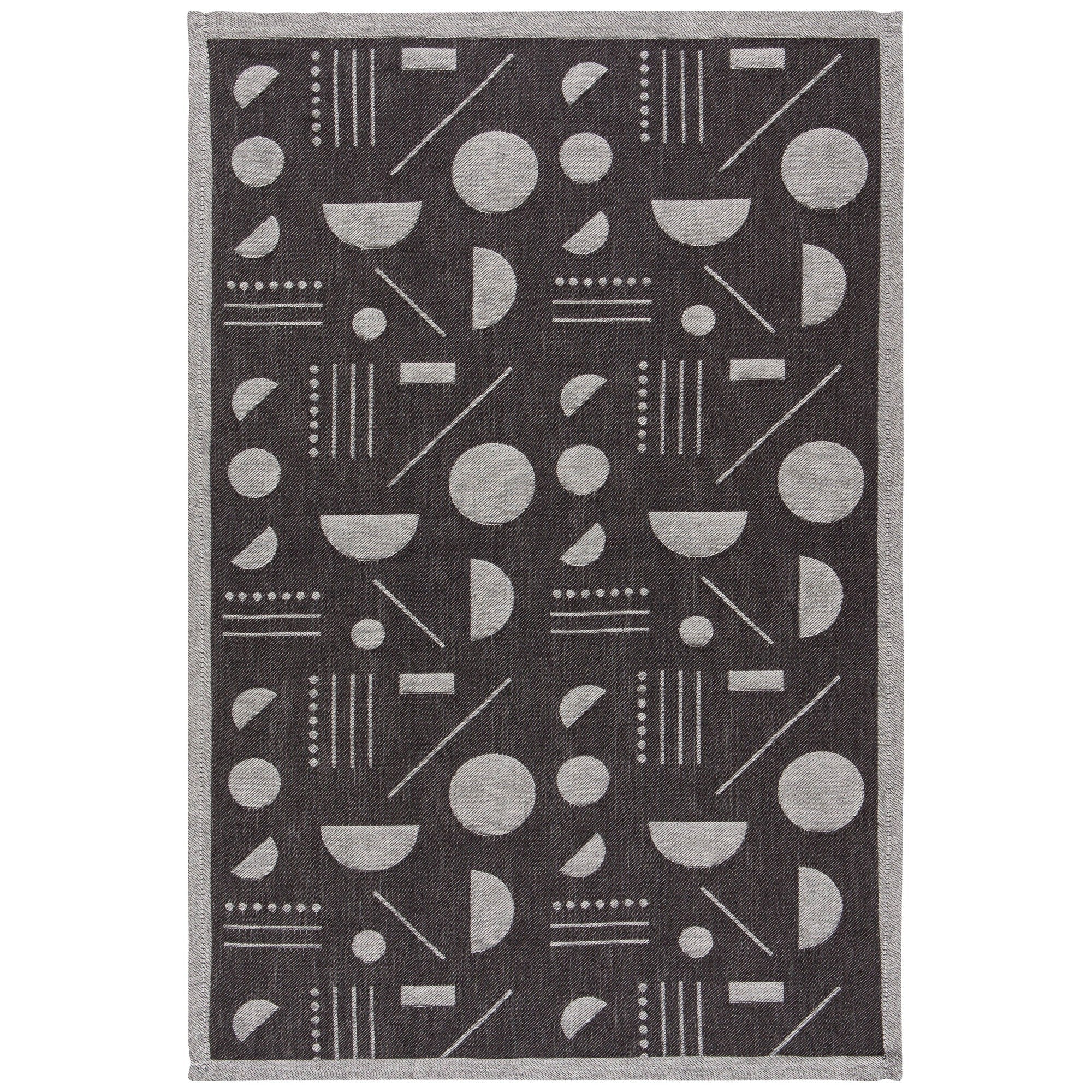 Domino Woven Cotton Jacquard Dishtowel | Geometry Modern Hand Tea Dish Cloth | 18" x 28"