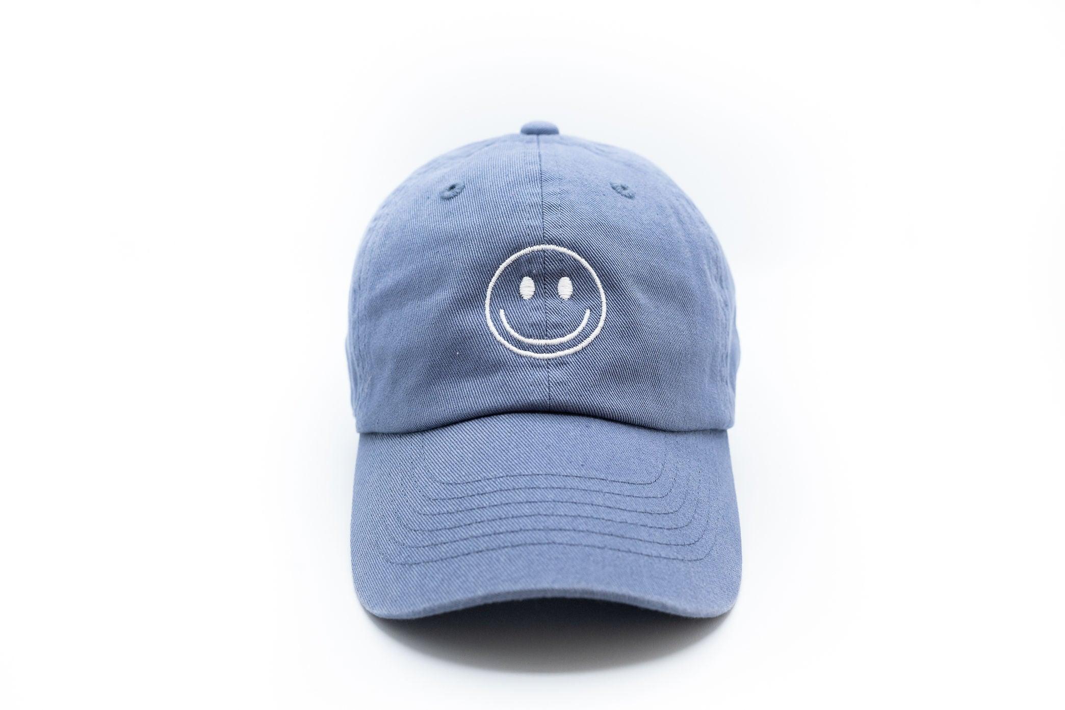 Dusty Blue Smiley Face Hat