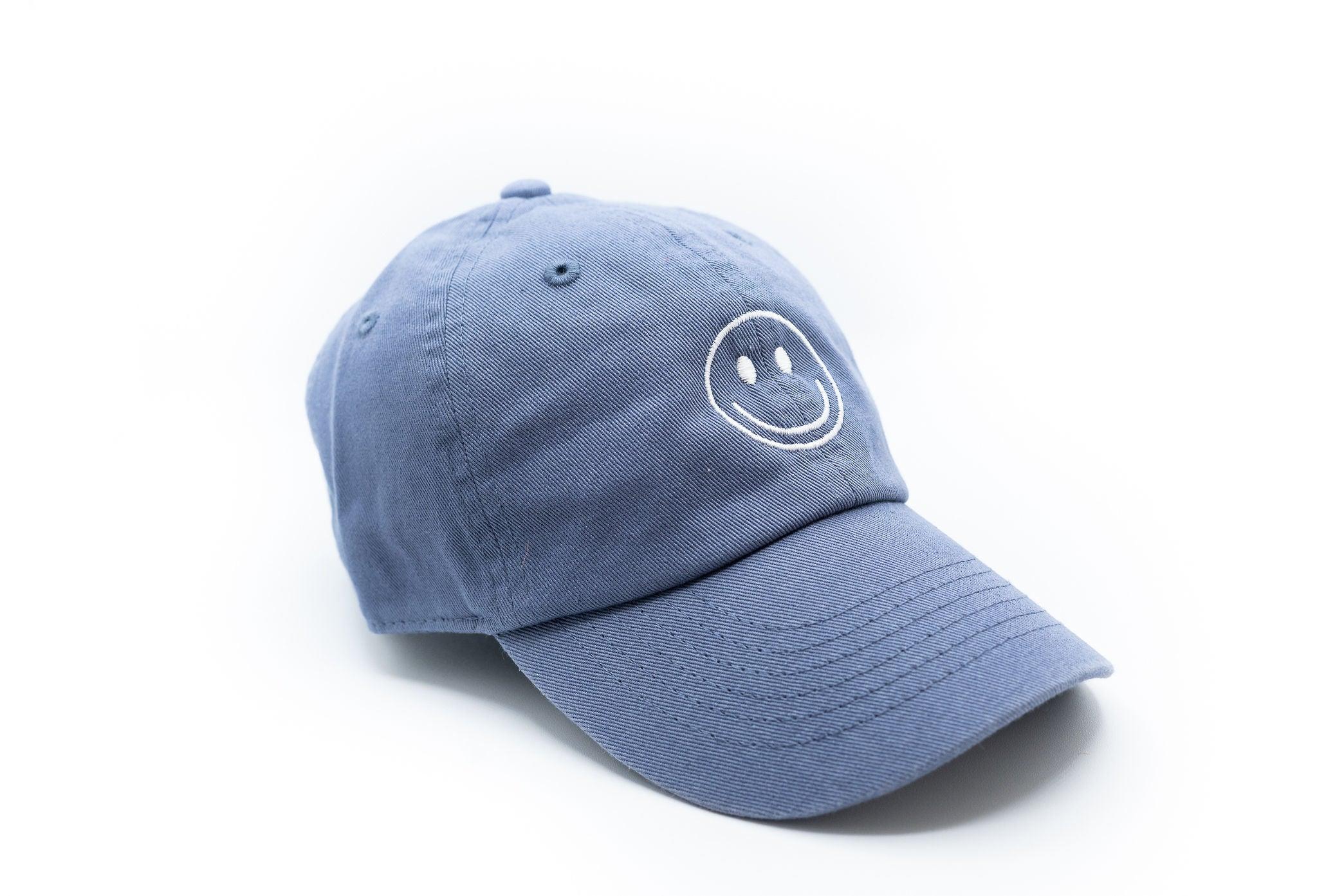 Dusty Blue Smiley Face Hat