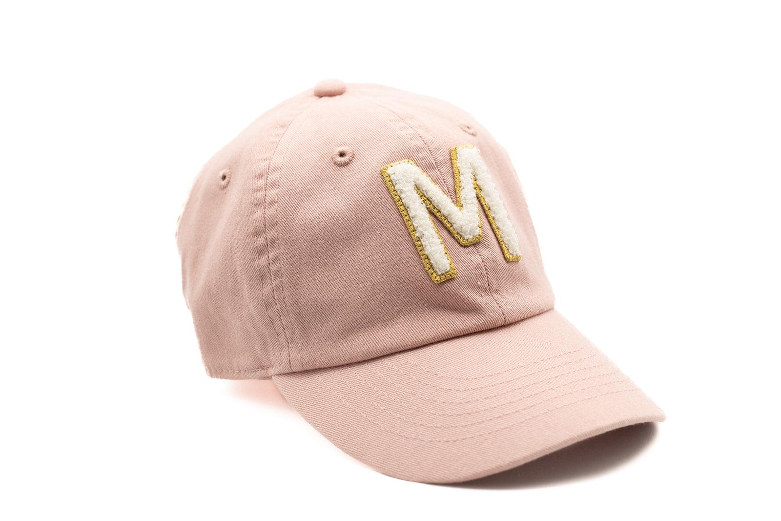 Dusty Rose Hat + Gold & White Terry Letter