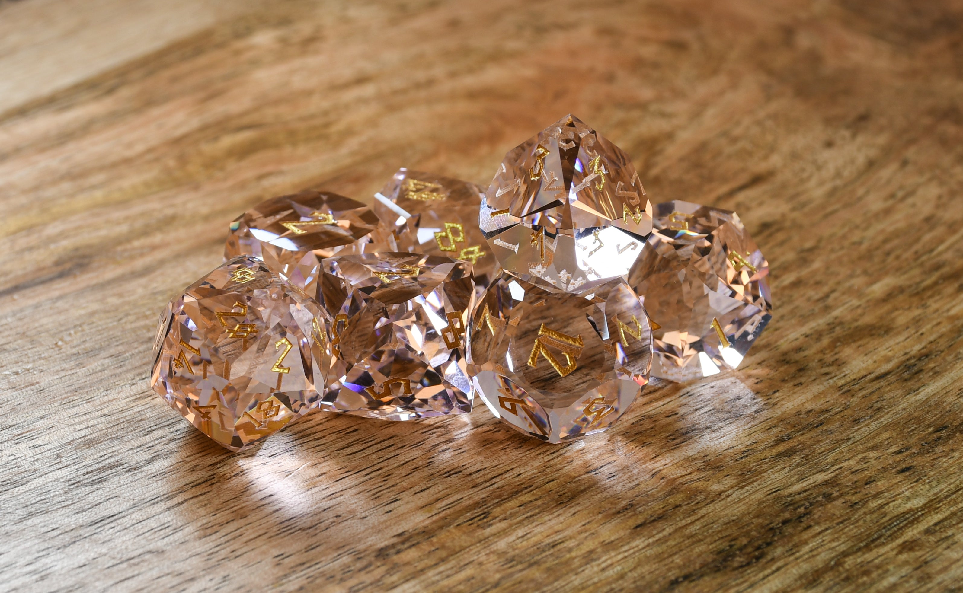 Baby Pink Topaz Multifaceted Glass Dice Set 'PRE-ORDER | SPRING EVENT DEAL'