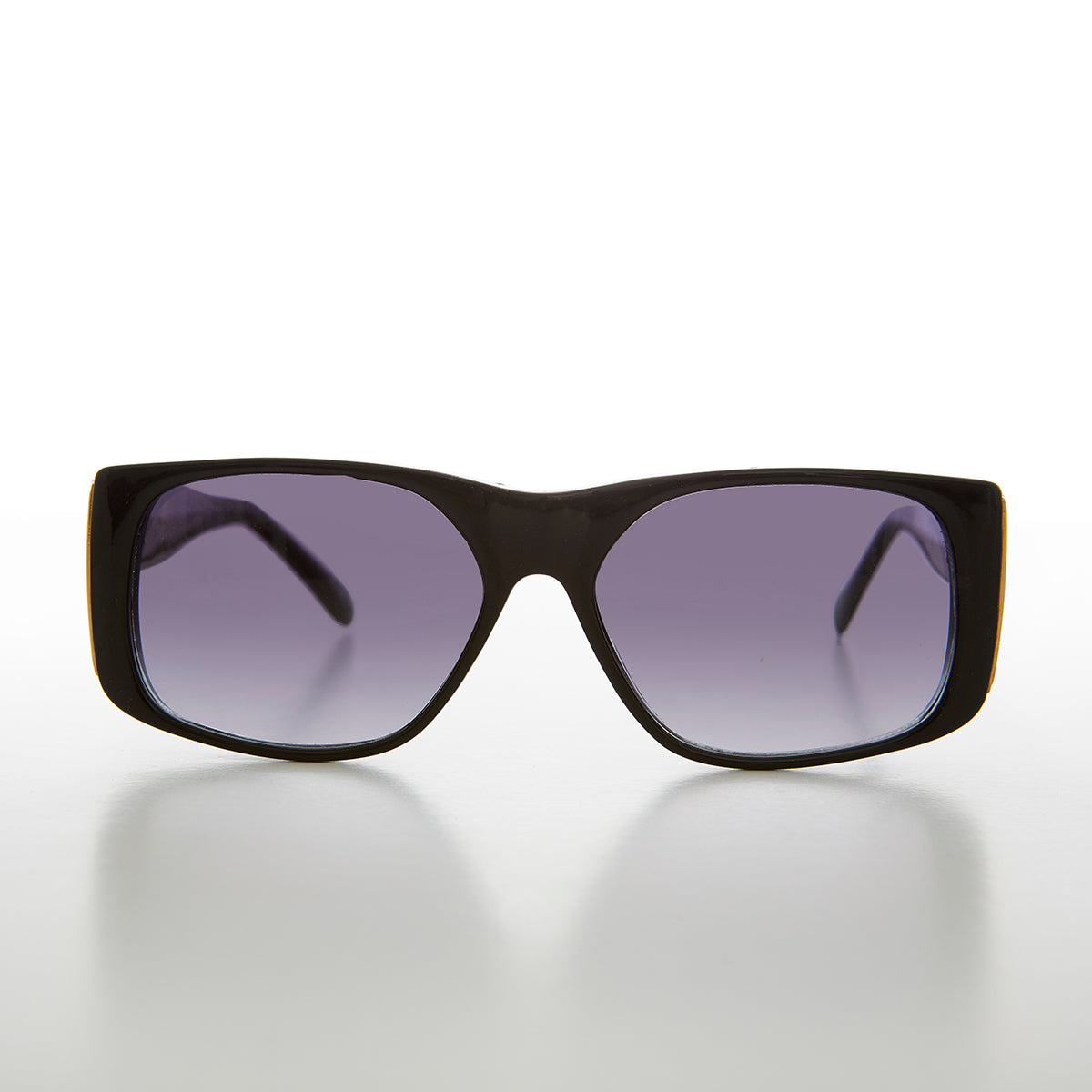 Square Block Sunglass with Gold Rim Accents  - Efren