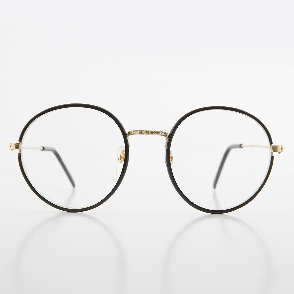 Round Black Preppy Polo Style Clear Lens Glasses - Einstein 2