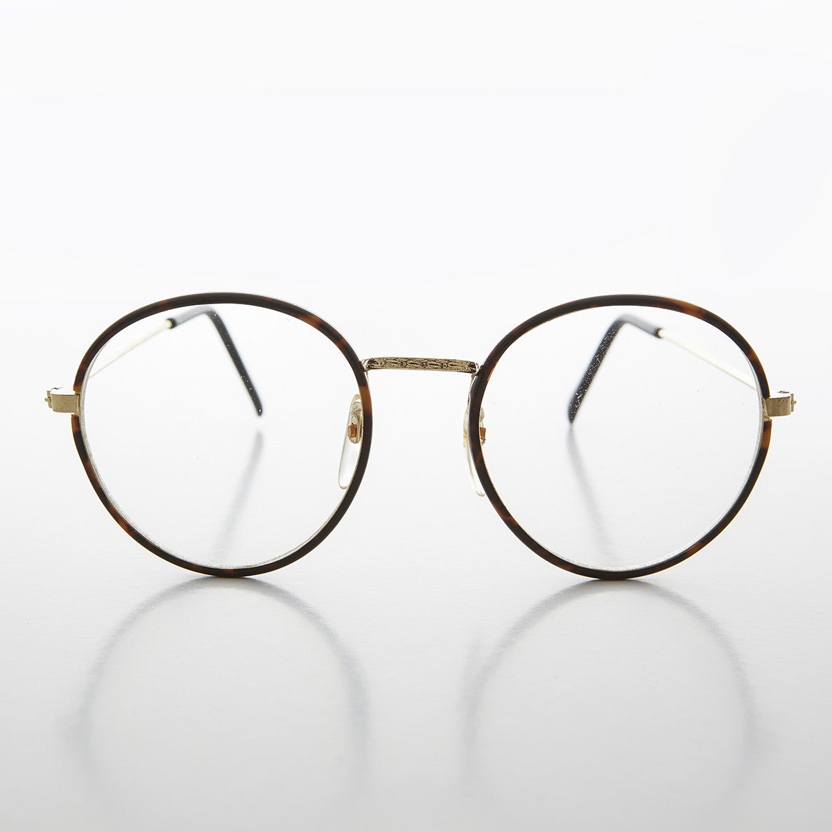 Round Preppy Polo Style Clear Lens Tortoise Vintage Glasses - Einstein