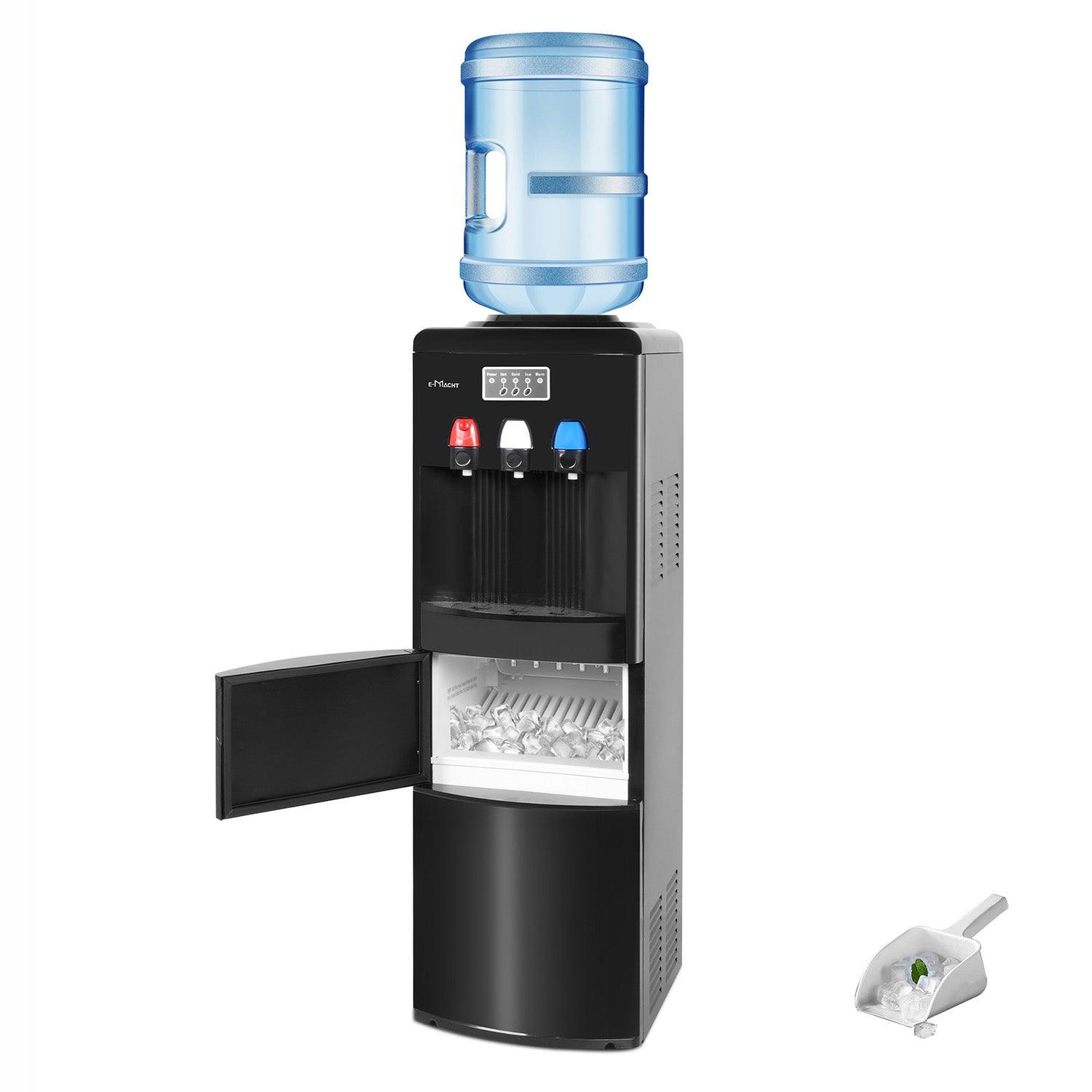 2-in-1 Water Cooler Dispenser with Ice Maker (3-5 Gallon), Scoop, and Child Safety Lock, Black