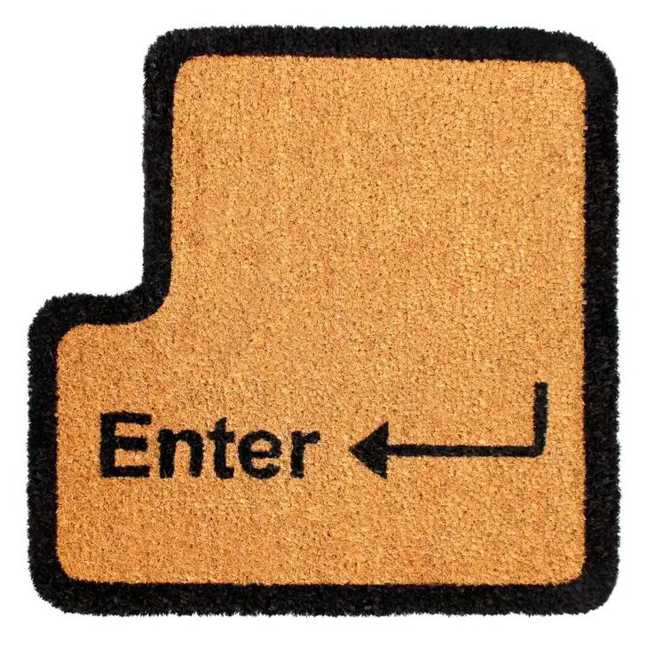 Enter Keyboard Doormat in Natural Coir | Welcome Outdoor Rug 20" x 20"