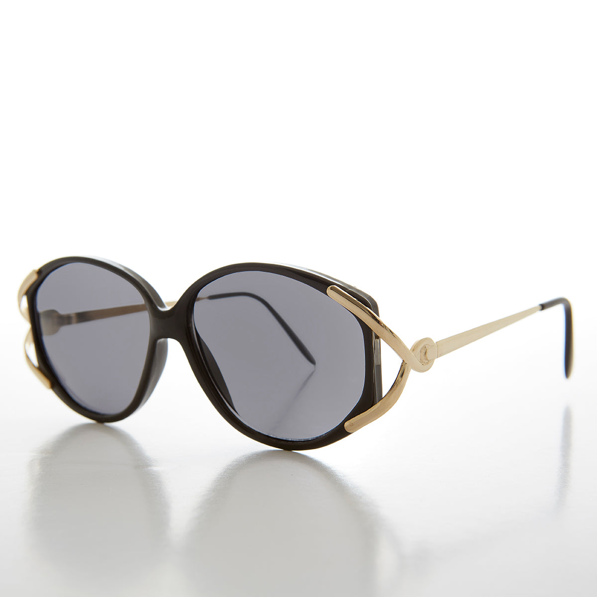 Large Women's Vintage Sunglass with Gold Accents - Fern