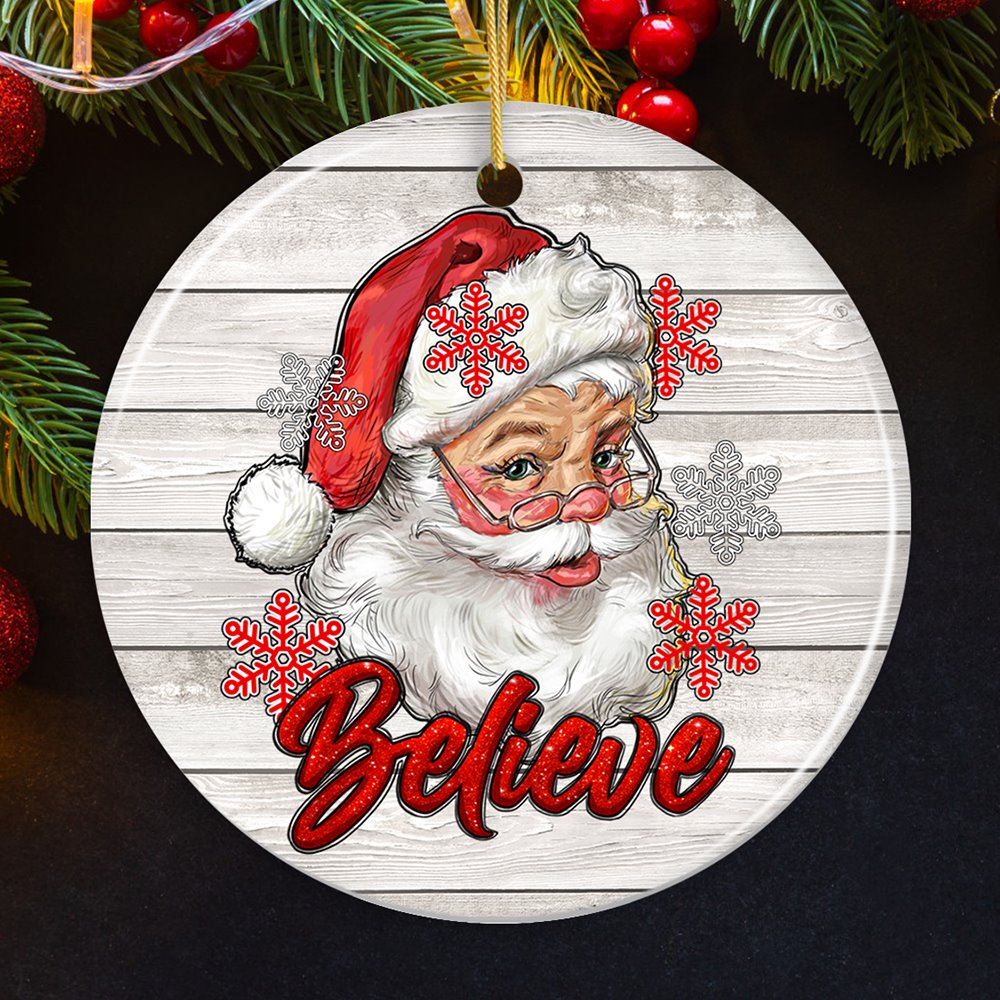 Vintage Believe Santa Christmas Ornament
