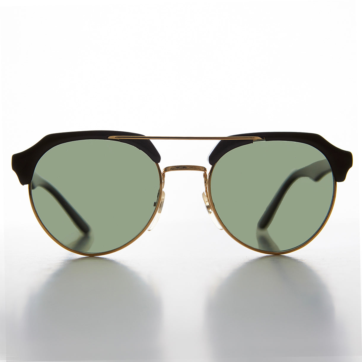 Cross Brow Bar Horn Rim Vintage Sunglass - Frederick