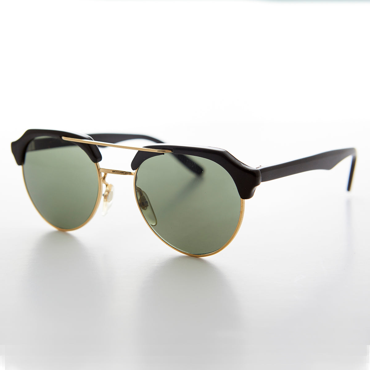 Cross Brow Bar Horn Rim Vintage Sunglass - Frederick