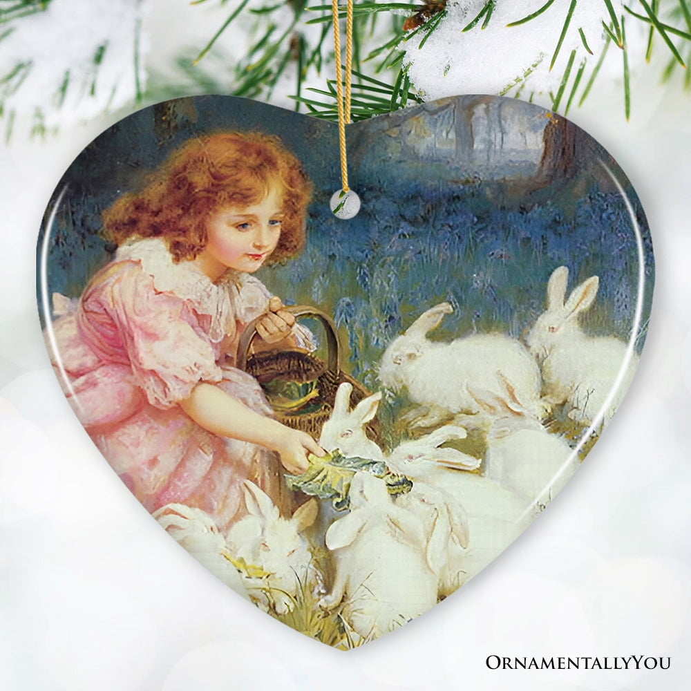 Alice Feeding the Rabbits Ornament, Vintage Adventures in Wonderland Christmas Decor