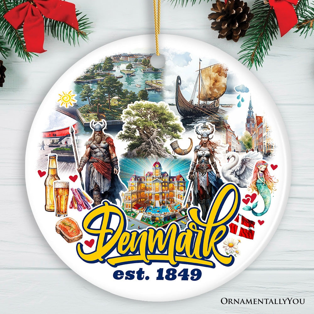 Majestic Denmark Landmarks Ornament, Scandinavian Heritage Christmas Gift and Copenhagen Souvenir