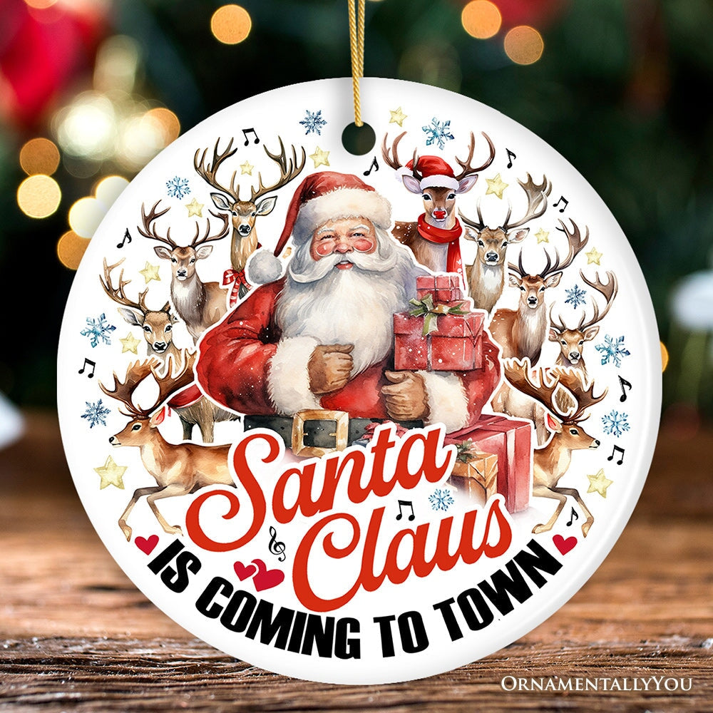 Santa Claus is Coming to Town Vintage Christmas Ornament, Artistic Tree Decoration