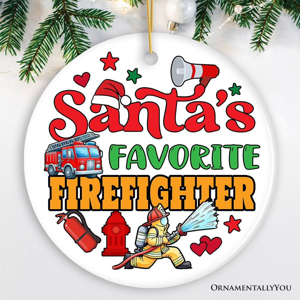 Santa's Favorite Firefighter Christmas Ornament, Funny Appreciation Gift