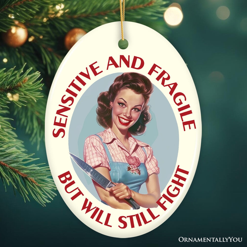 Sensitive and Fragile But Will Still Fight Ornament, Strong and Sweet Retro Homemaker for Bold Home Decor