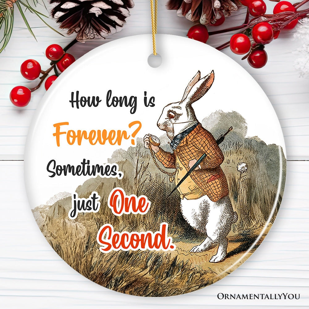 The White Rabbit How Long is Forever Quote Ornament, Vintage Alice's Adventures in Wonderland Christmas Decor