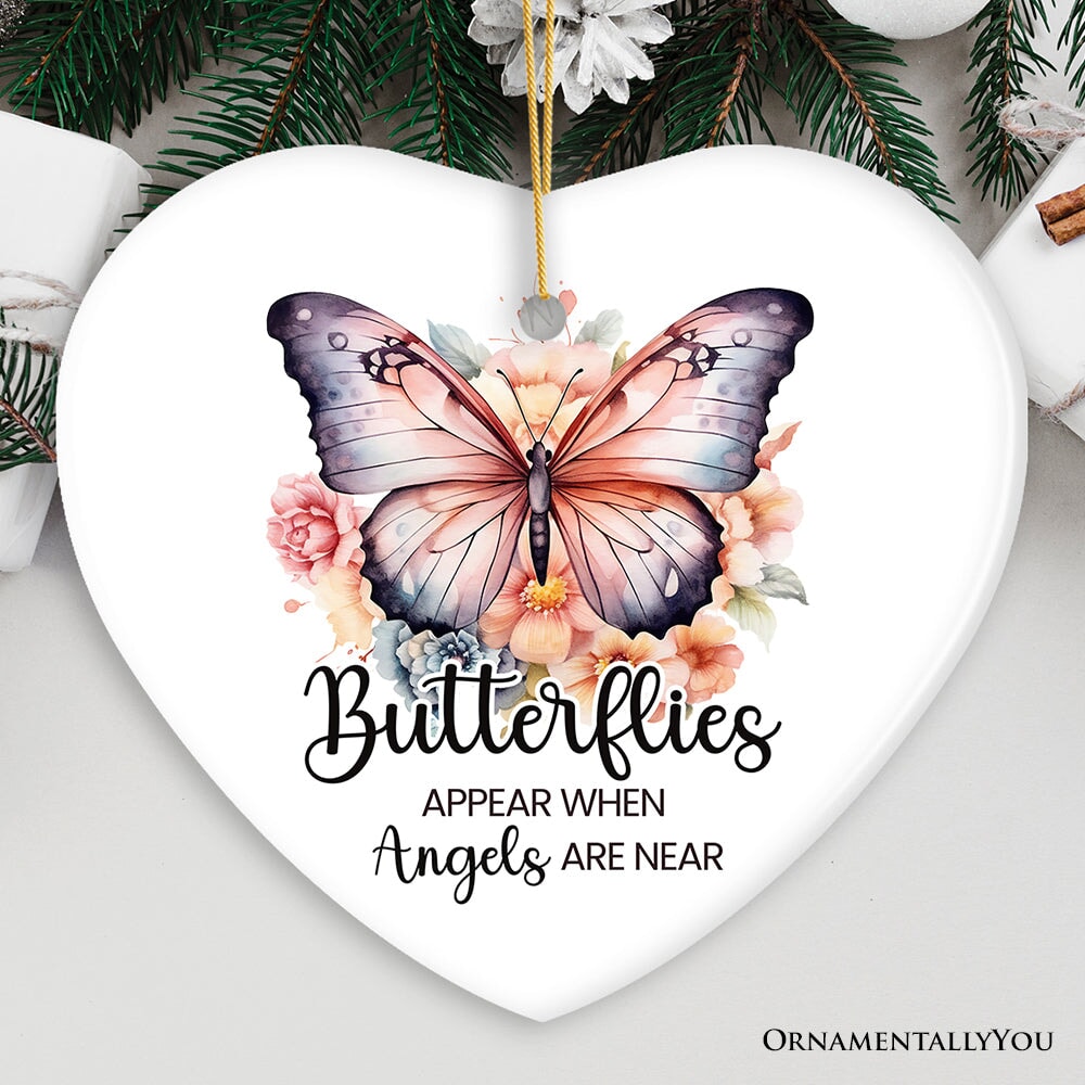 Watercolor Butterflies Appear Memorial Ornament, Wings of Remembrance Gift