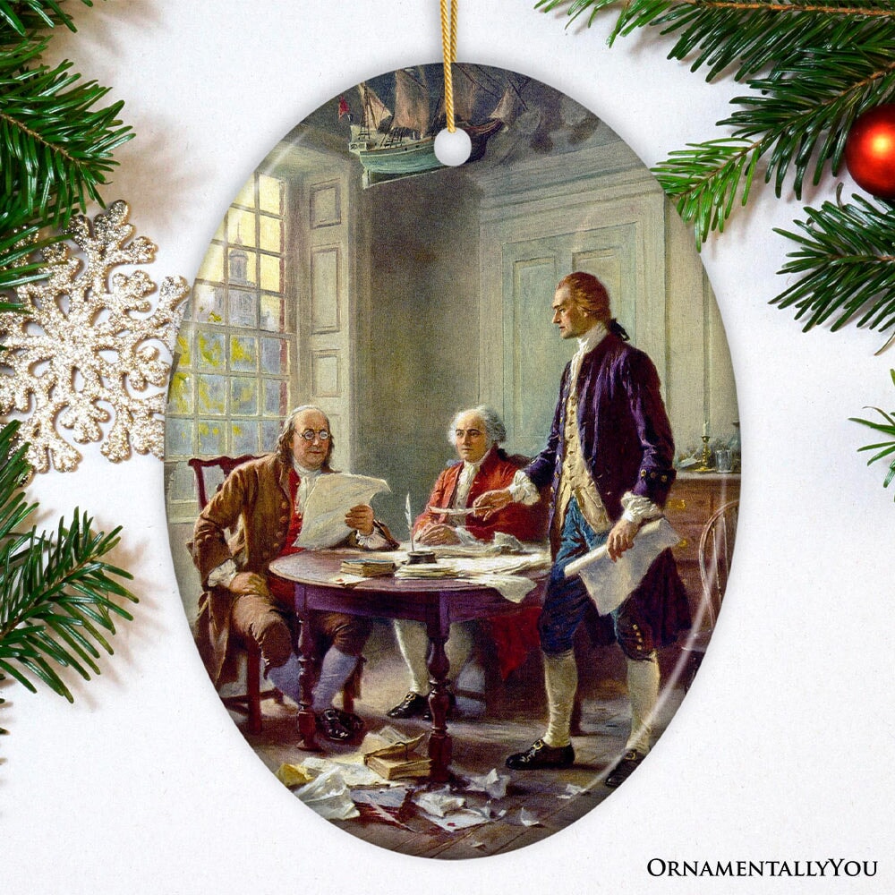 Writing of the Declaration of Independence Painting Ornament, Vintage American History