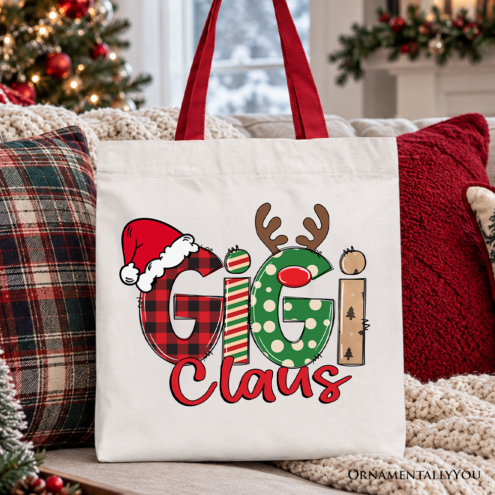 Gigi Claus Retro Christmas Tote Bag, Matching Family Holiday Gift Shopper