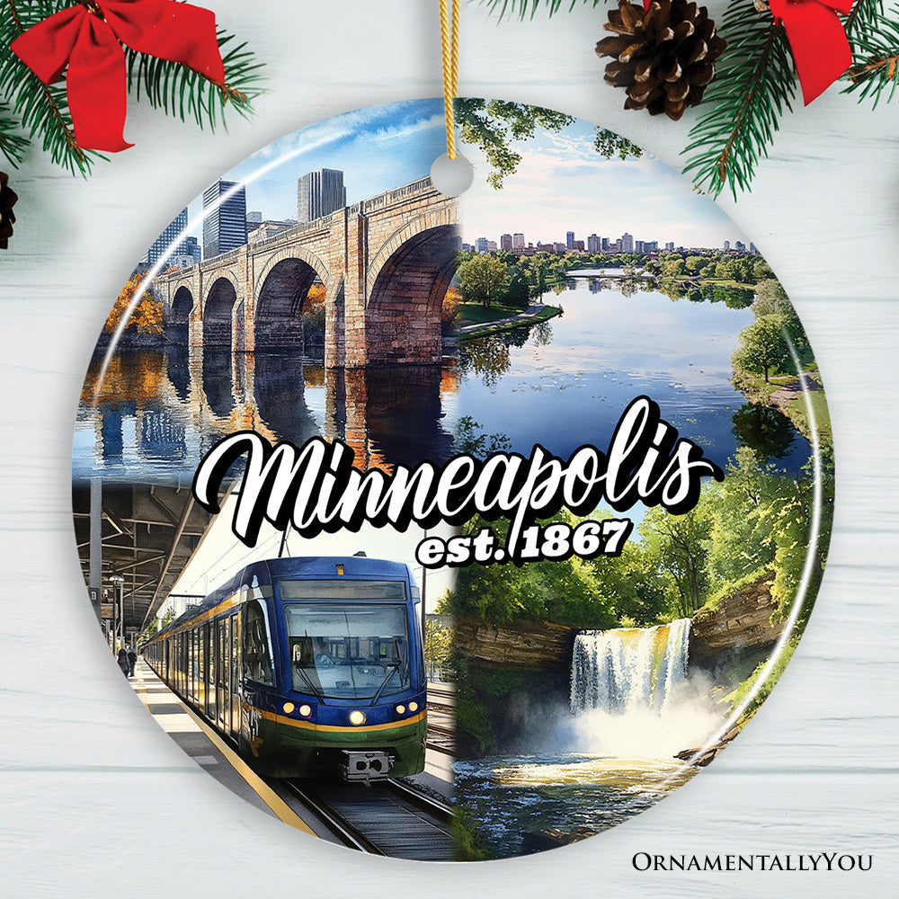 Vibrant Minneapolis Cultural Ornament, Minnesota Twin Cities Urban Heritage Christmas Souvenir