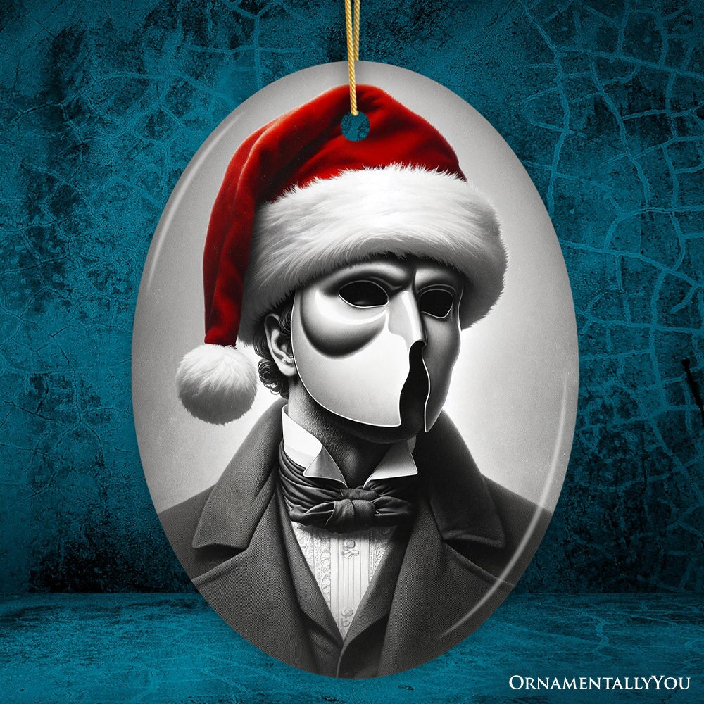 Dark Elegance Phantom of the Opera Santa Ornament, Mysterious Holiday Decor for Haunted Homes